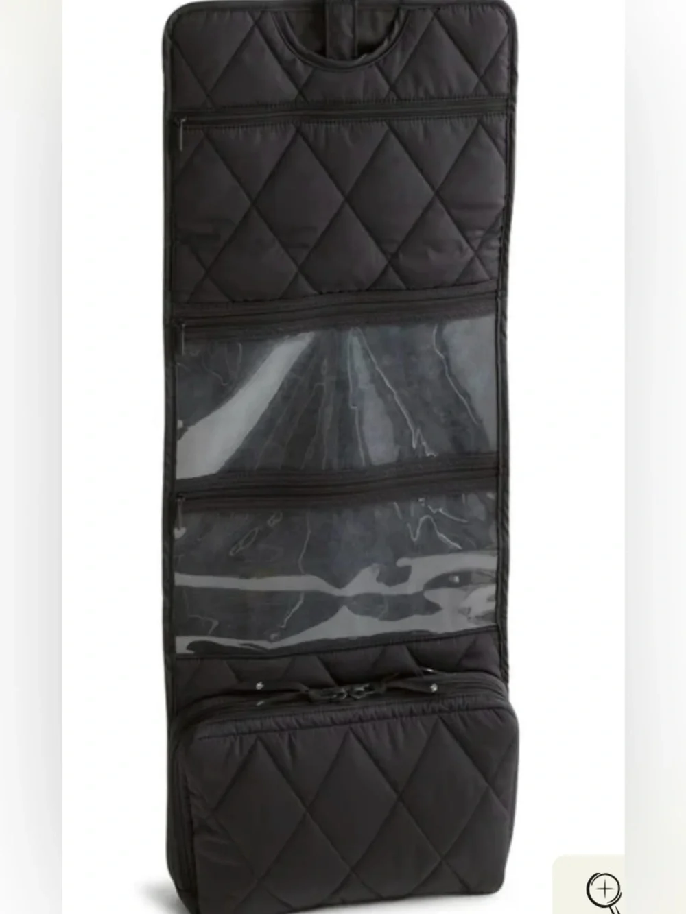 Vera Bradley Black Quilted Travel Hanging  Cosmetic/Toiletries Organizer Bag